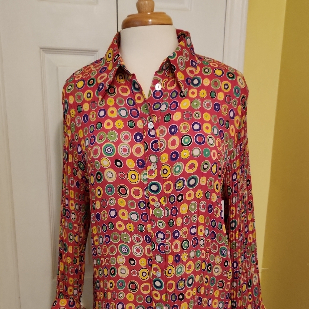 Colorful Circle Pattern Women's Long Sleeve Blouse